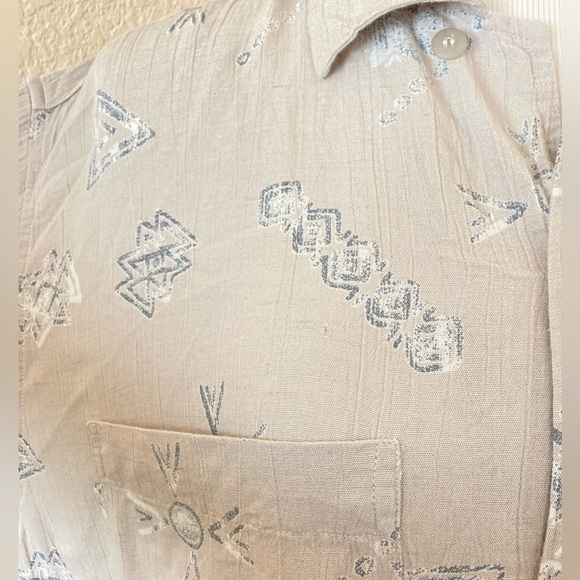 Mens Shirt vintage shirt short sleeves loose fit open collar soft rayon linen - Picture 8 of 10